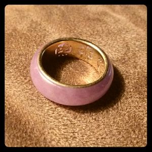 14K Yellow gold Lavender Jade Wedding Band